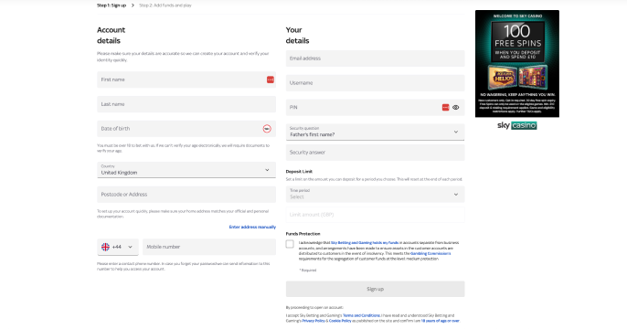skycasino registration